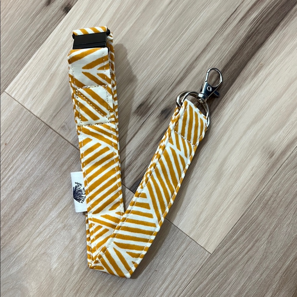 Yellow and White Patterned Keychain Lanyard